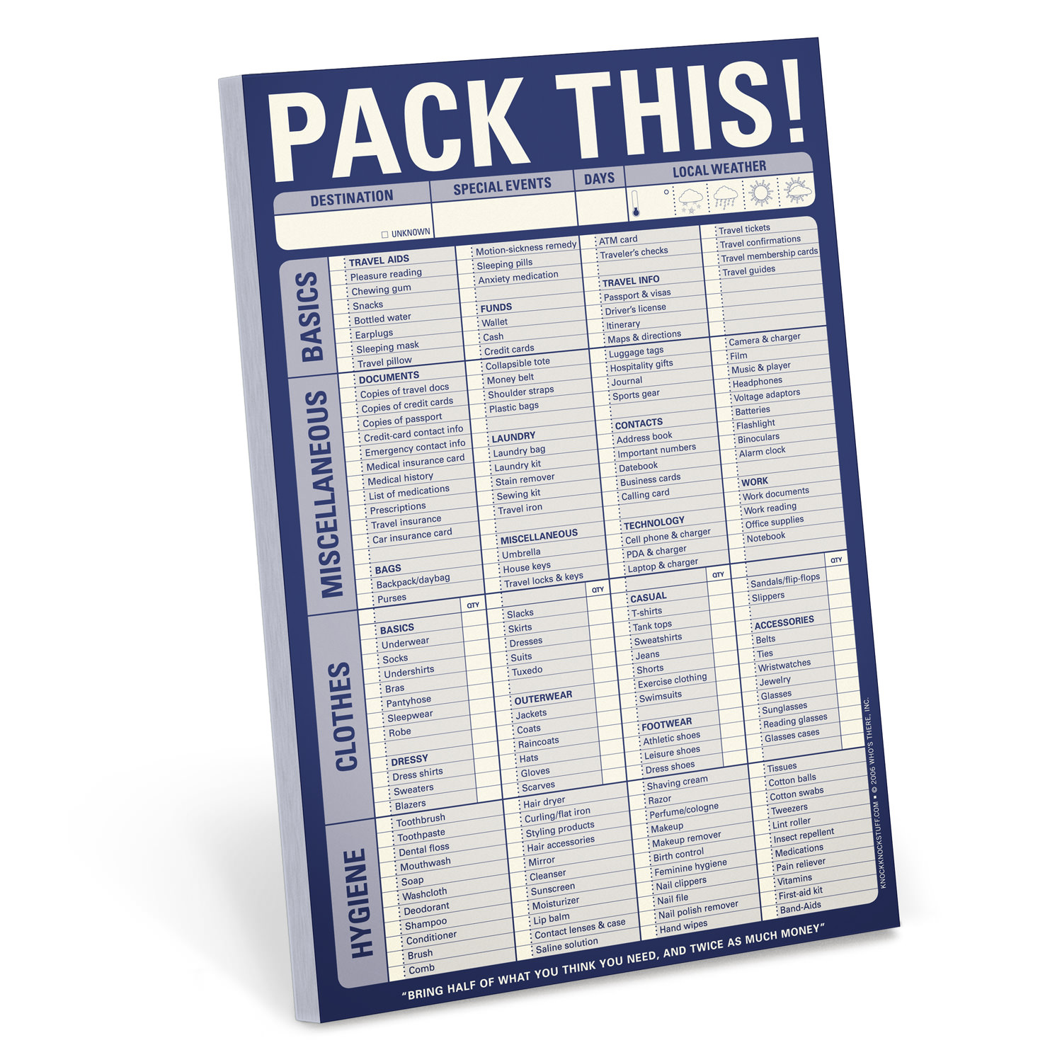 Pack This! Pad by Knock Knock